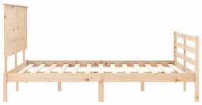 Estrutura de cama com cabeceira 160x200 cm madeira maciça