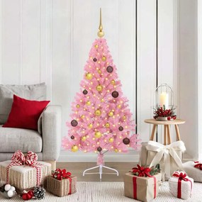 vidaXL Árvore de Natal Artificial Pré-iluminada Rosa 150 cm PVC