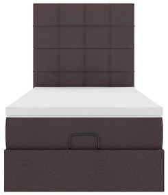 Cama otomana com colchão 100x200 cm tecido castanho escuro