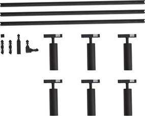 Modern railsysteem met 6 spots zwart 1-fase - Slimline Uzzy