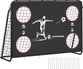 Baliza de futebol 60 x 180 x 120 cm com rede de PE para exterior Preta