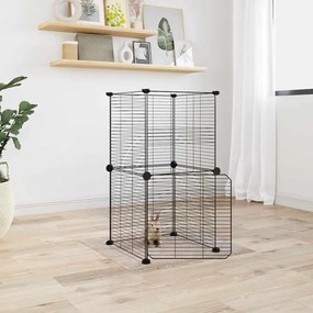 Gaiola p/ animais de 8 painéis c/ porta 35x35 cm aço preto