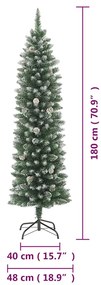 Árvore de Natal artificial fina com suporte PVC 180 cm