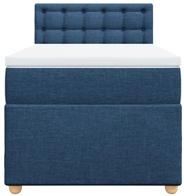 Cama com molas/colchão 90x200 cm tecido azul