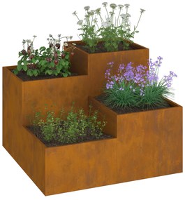 Jardineira vidaXL 80x80x60 cm em Aço Envelhecido