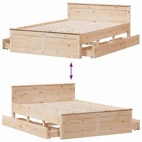 Cama sem colchão com cabeceira 140x190 cm pinho maciço
