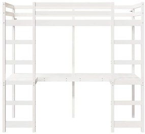 Cama alta sem colchão 80x200 cm pinho maciço branco