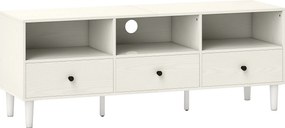 HOMCOM Móvel de TV Moderno com 3 Compartimentos Abertos 3 Gavetas para Televisão de 45/55/65 Polegadas 120x34x45 cm Branco | Aosom Portugal