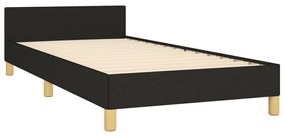 Estrutura de cama c/ cabeceira tecido 90x190 cm preto