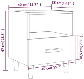 Mesas de cabeceira 2 pcs 40x35x47 cm branco brilhante