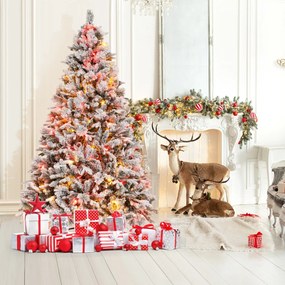 Árvore de Natal Com neve com Luzes 210 cm com Luzes Incorporadas com 320 Luzes LED 8 Modos 1270 Pontas PVC e PE Verde e Branco