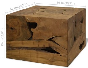 Mesa de centro 50x50x35 cm teca genuína castanho