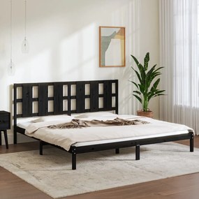 Estrutura de cama super king 180x200 cm madeira maciça preto