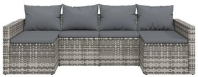 2 pcs conjunto lounge de jardim c/ almofadões vime PE cinzento