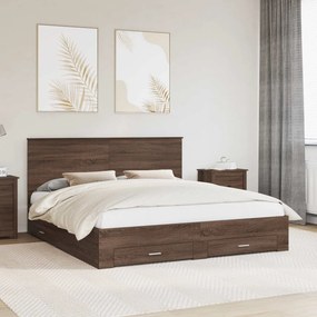 vidaXL Estrutura da Cama Carvalho Marrom e Prata 180 x 200 cm
