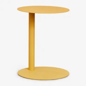 Mesa Lateral Redonda Yannik Ø40 Cm Em Aço Amarelho Caril - Sklum