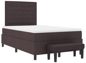 Cama Box com Colchão e Banco Castanho Escuro 120x190 cm Tecido