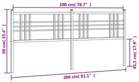 Cabeceira de cama 200 cm metal preto