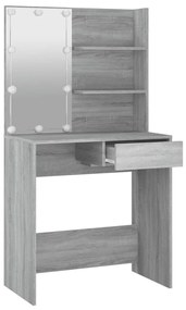 Toucador com LEDs 74,5x40x141 cm sonoma cinza