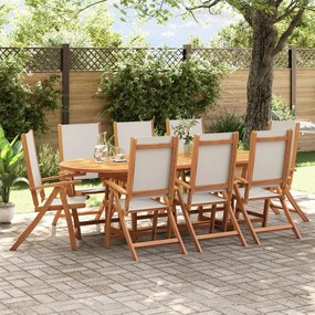 vidaXL 9 pcs conjunto de jantar para jardim acácia maciça e textilene