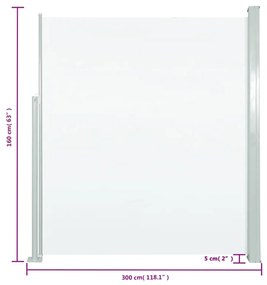 Toldo lateral retrátil para pátio 160x300 cm cor creme