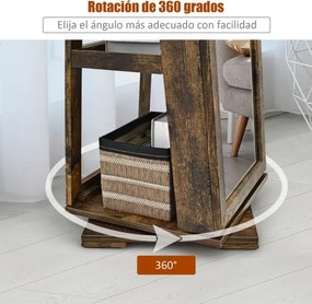 Armario Joias com Espelho rotativos de 360° com espelho de corpo inteiro 38 x 38 x 161 cm Castanho Café