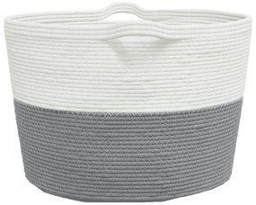 Cesto de arrumação Ø60x36 cm algodão cinzento e branco