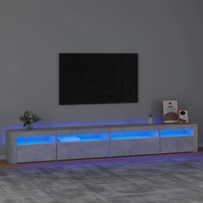 Móvel de TV com luzes LED 270x35x40 cm cinzento cimento