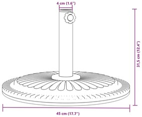 Base de guarda-sol para postes de Ø38/48 mm 12 kg redondo