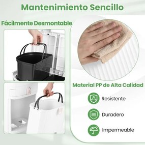 Caixote do lixo de 42 L com 2 caixotes removíveis, gaveta com pedal e rodas para sala, cozinha e casa de banho, branco
