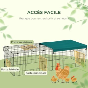 Recinto modular em aço com lona para coelhos, roedores e pequenos animais, para interior e exterior, 185 x 75 x 50 cm, verde