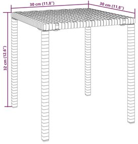 Espreguiçadeiras com mesa 2 pcs vime PE castanho