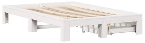 Cama sem colchão 135x190 cm madeira de pinho maciça branco