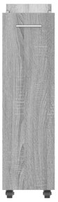 Armário c/ rodas 60x22x79 cm derivados madeira cinzento sonoma