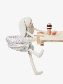 Cadeira de mesa para boneca, em tecido e madeira FSC® bege claro liso