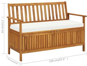 Banco armazenamento p/ jardim madeira acácia XL 120x63x84 cm