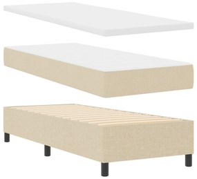 Cama Box Spring com Colchão Bege 80x200 cm Tecido