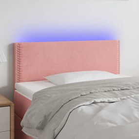 3121513 vidaXL Cabeceira de cama c/ luzes LED veludo 90x5x78/88 cm rosa