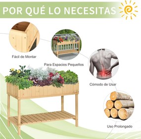 Horta Vertical de Madeira 120x60x81cm Floreira Elevada para Cultivo de