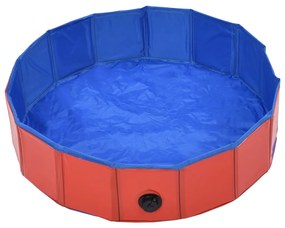 Piscina para cães dobrável 80x20 cm PVC vermelho