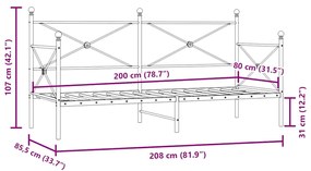 Cama de Dia sem Colchão 80x200 cm aço branco