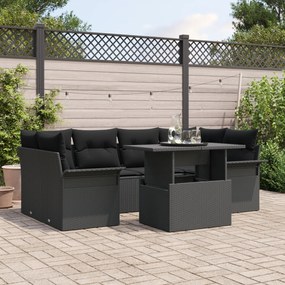 Conjunto de Sofá Jardim vidaXL de 7 peças com Almofadas Rattan PE Pret