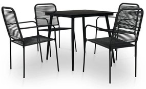 5 pcs conjunto de jantar p/ jardim corda de algodão e aço preto