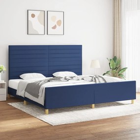 Estrutura de cama sem colchão 200x200 cm tecido azul