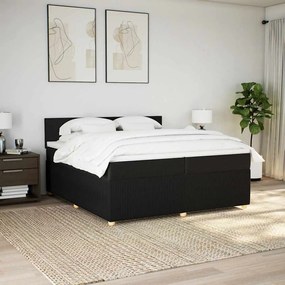 Cama com molas/colchão 200x200 cm tecido preto
