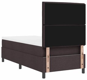 Cama Box Spring com Colchão Marrom Escuro 100x200 cm Tecido