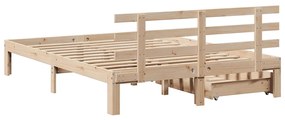Estrutura de cama c/ gavetas 140x200 cm madeira de pinho maciça