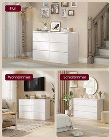 Cómoda Kailyn com seis gavetas para quarto 40 x 119,4 x 75 cm Branco