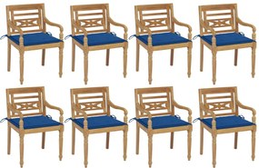 vidaXL Cadeiras Batávia com almofadões 8 pcs madeira de teca maciça