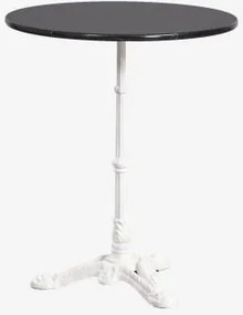 Mesa De Bar Redonda Ø60cm Em Pedra Natural Azteca Mármore Nero Marquina - Branco Glacial - Sklum
